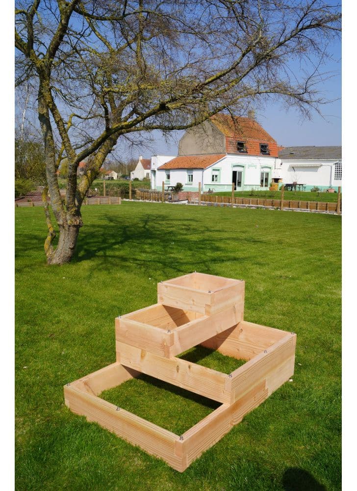 carré fantastik - EFFET GRAPHIK, carré potager écoresponsable en bois, 4 niveaux. Fabriqué en France.