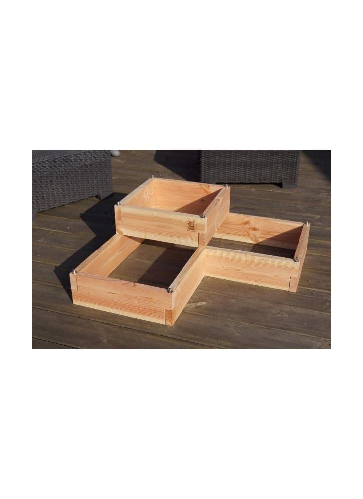 carré fantastik-MINI VOLCANIK, carré potager écoresponsable 2 niveaux, spécial balcon et terrasse, en bois. Fabriqué en France.