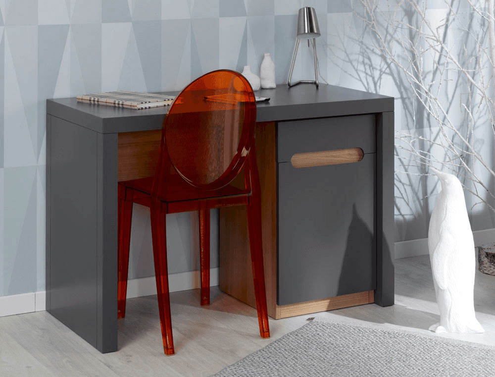 Bureau enfant avec caisson modulable Milo anthracite