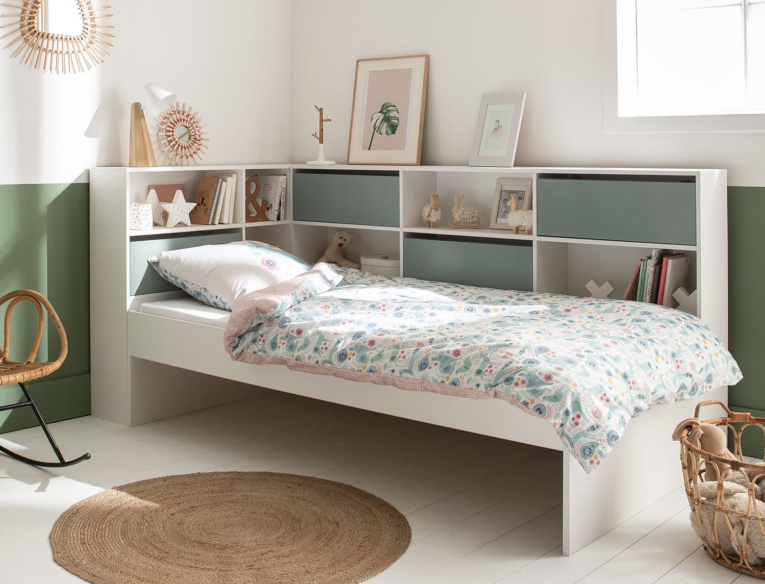 Lit avec rangements Opus Blanc & Mousse