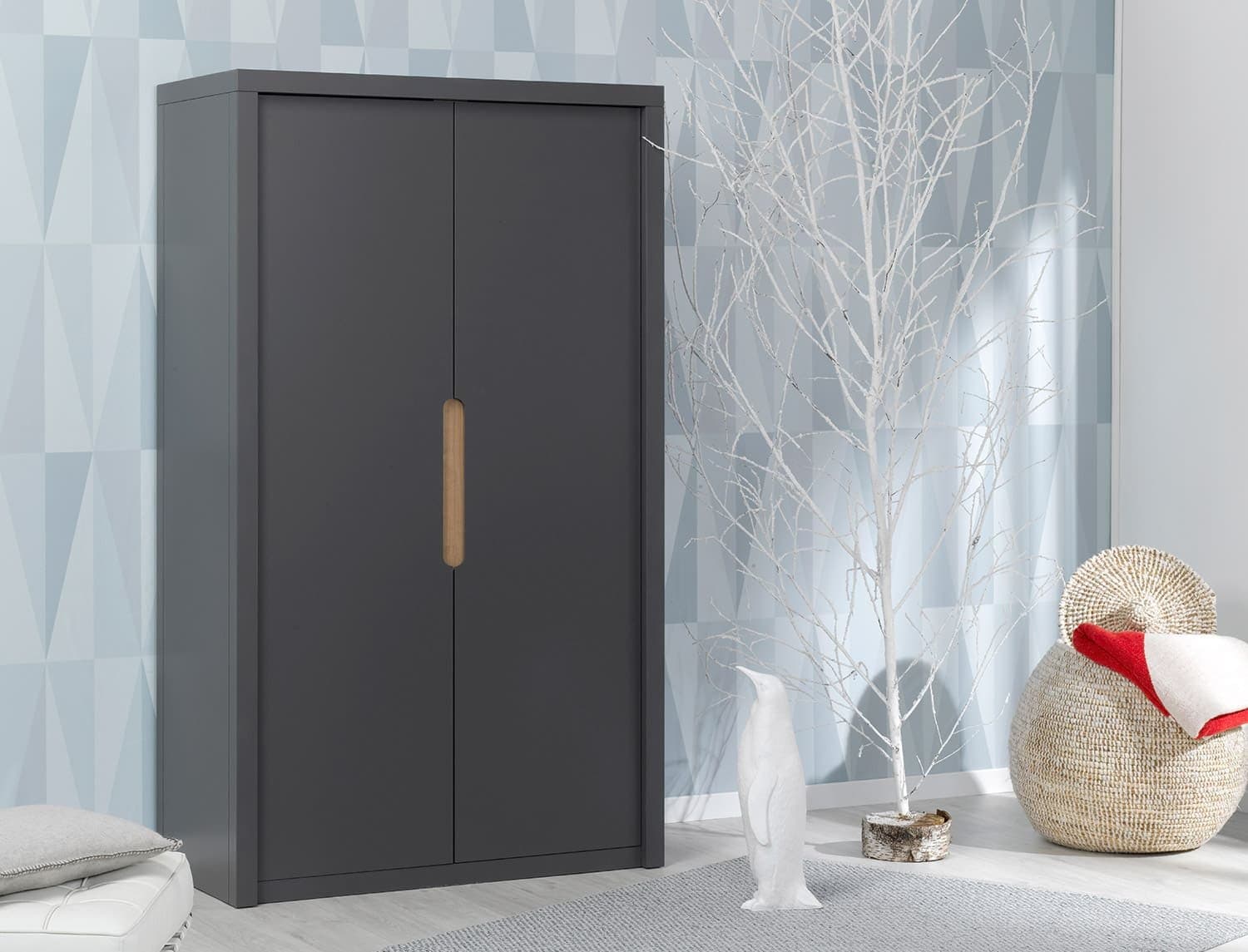 Armoire enfant et ado Milo Anthracite
