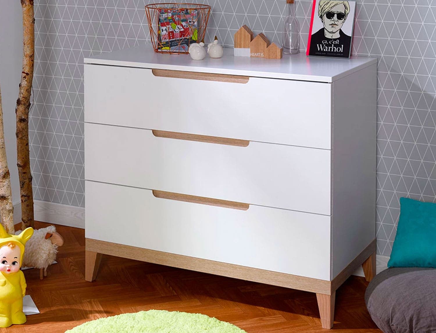 Commode bébé et enfant Evidence Blanc & Hêtre