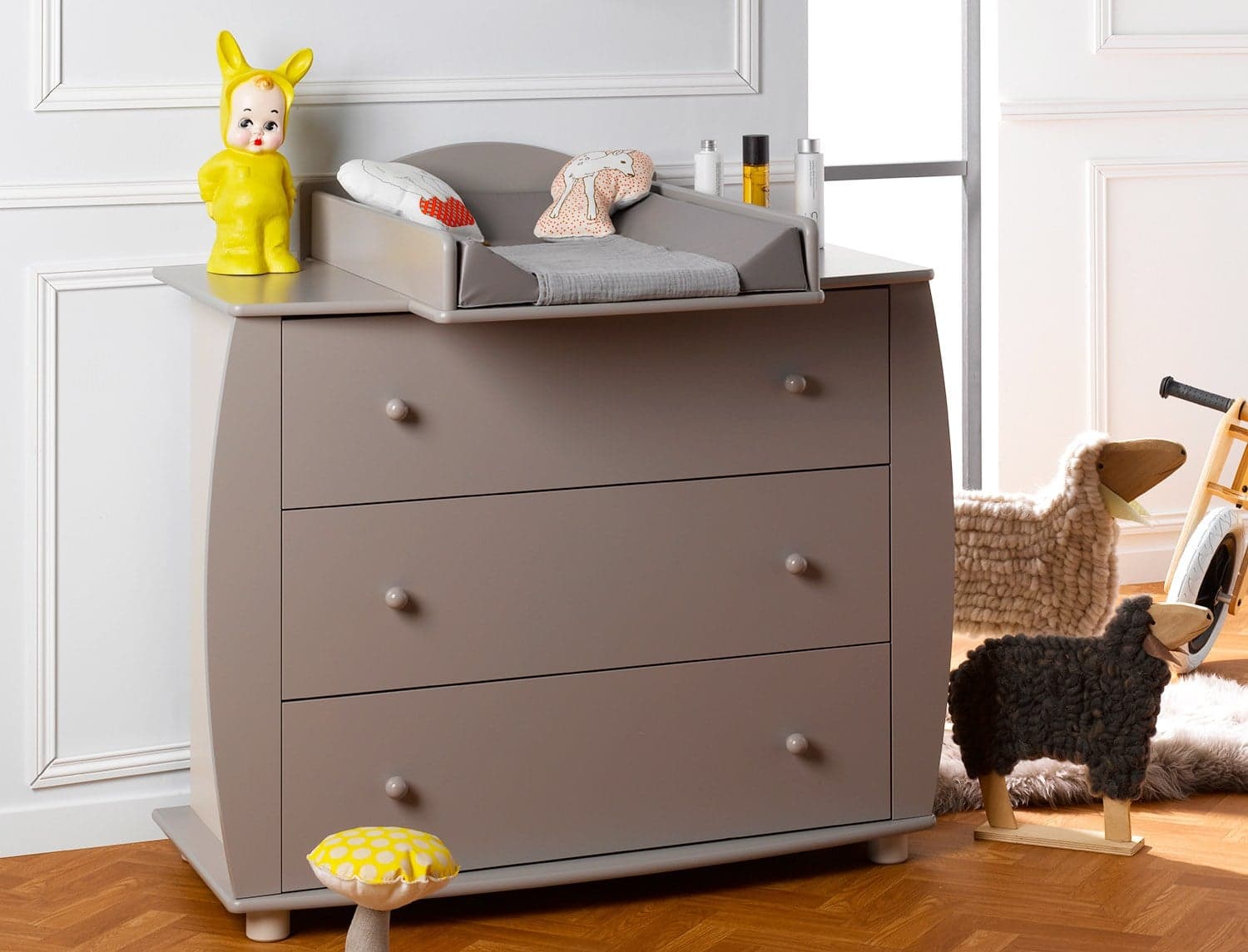 Commode à langer Médéa sable & lin