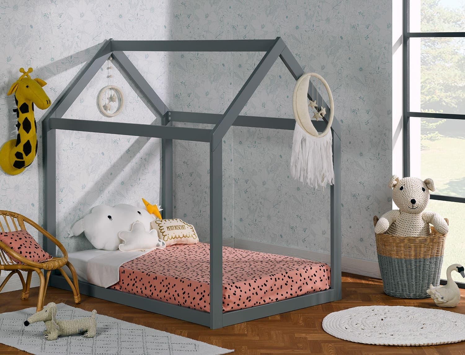 Lit cabane évolutif Capsule Gris Flanelle 140 / 190 cm