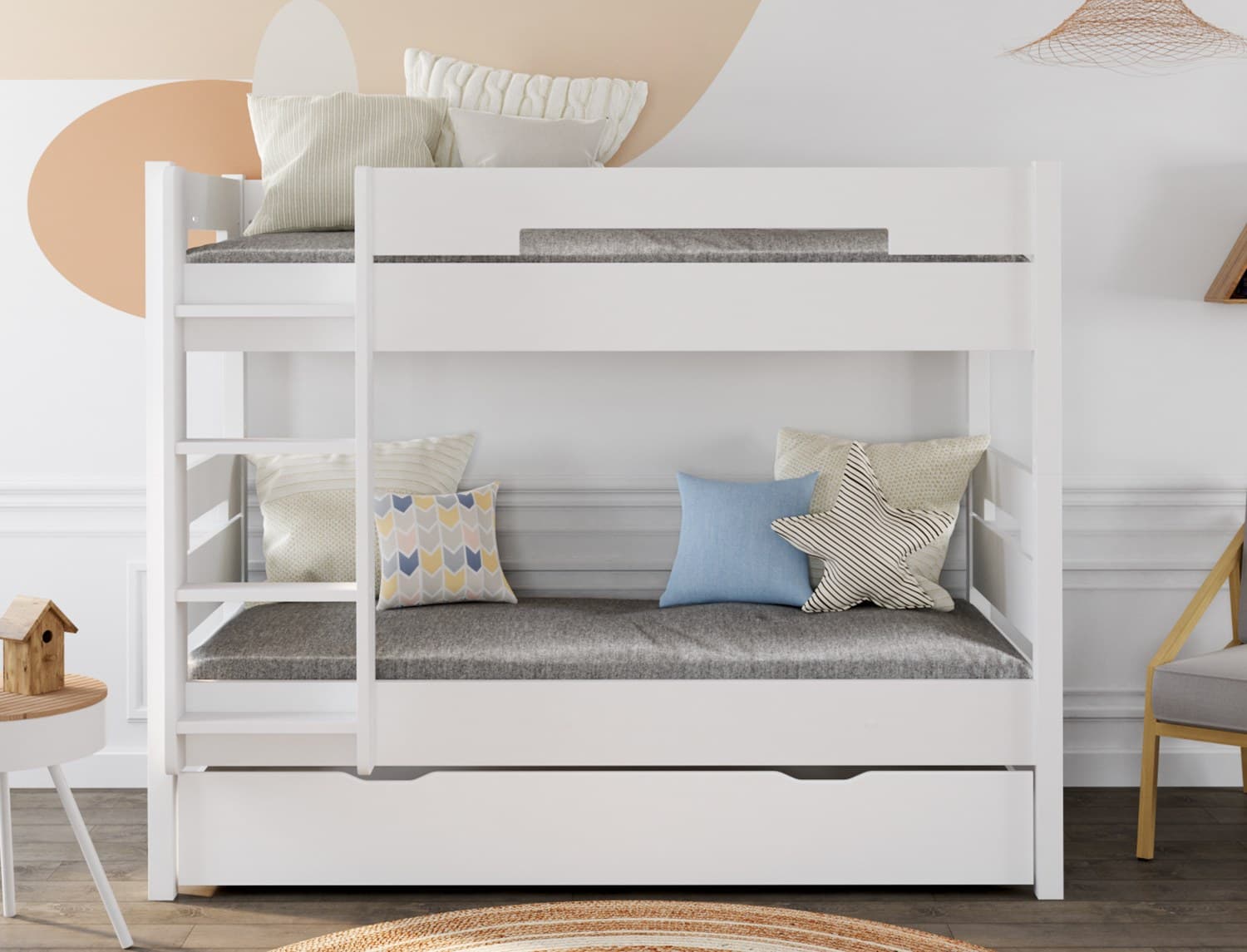 Lit superposé 3 places Blanc MILO