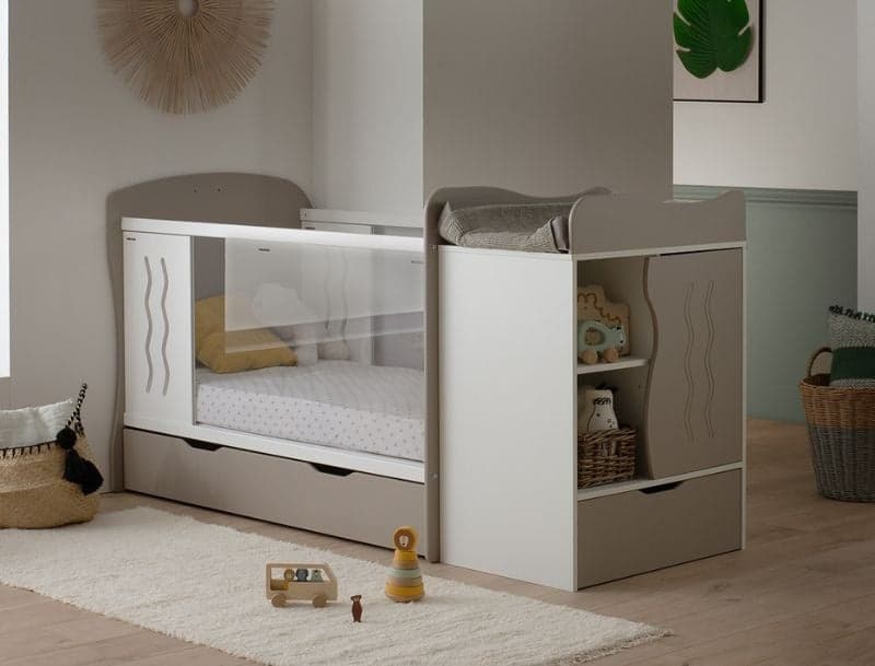 Chambre bébé évolutive Belem Lin & Blanc + Tiroir & Matelas