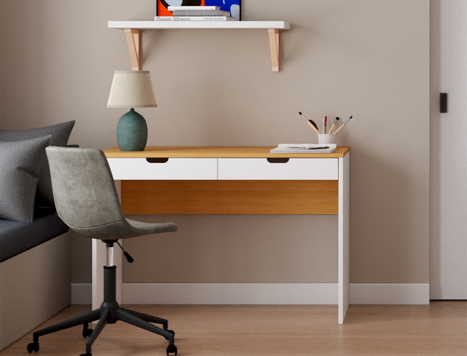 Bureau Blanc & Bois MILOR