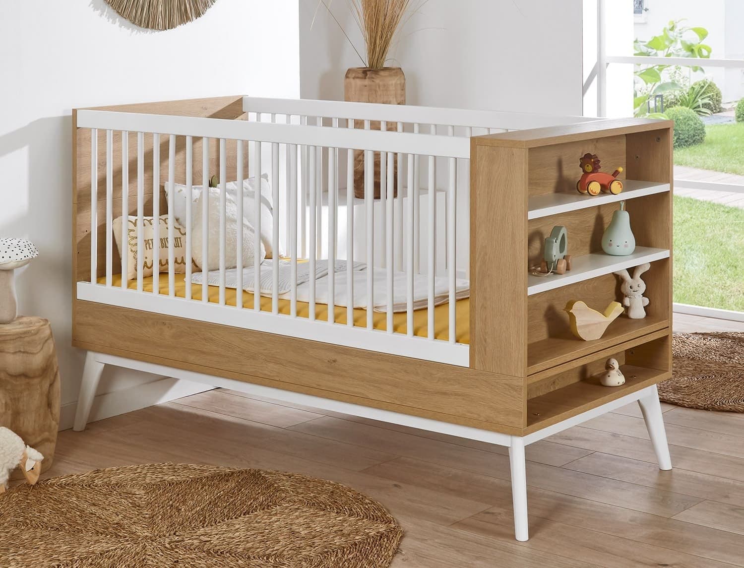 Lit bébé évolutif Chêne Vintage OCTAVE