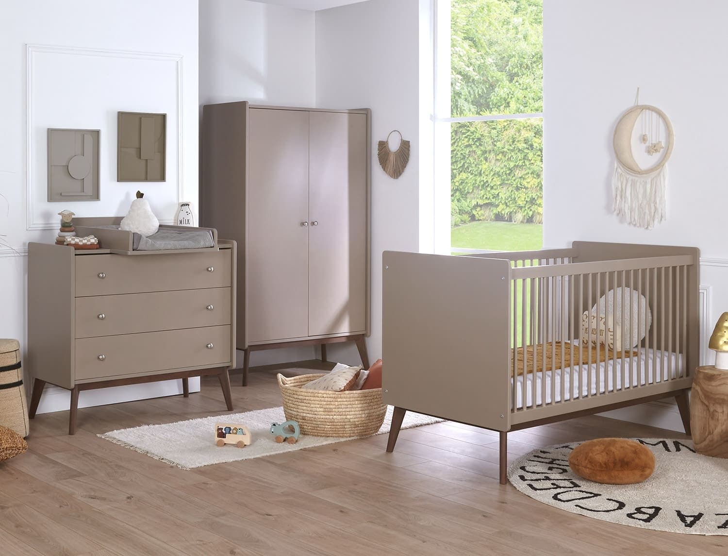 Chambre bébé complète Gaïa Argile & Noyer