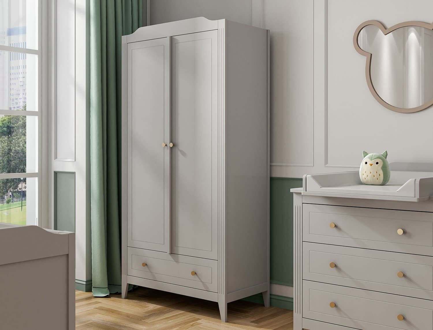 Armoire 2 portes 1 tiroir Héritage Gris