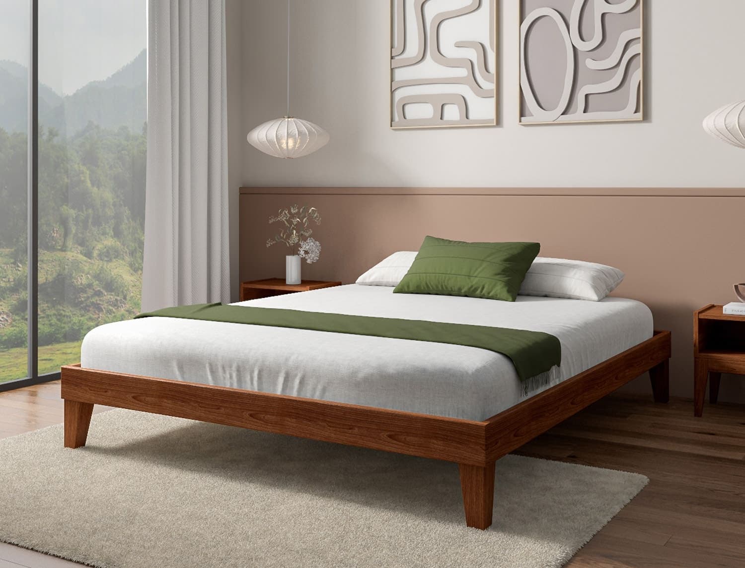 Lit en bois massif 160x200 Baden Noyer