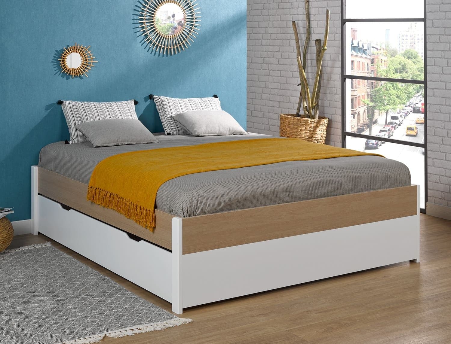 Lit 160x200 + tiroir de rangement Nomade