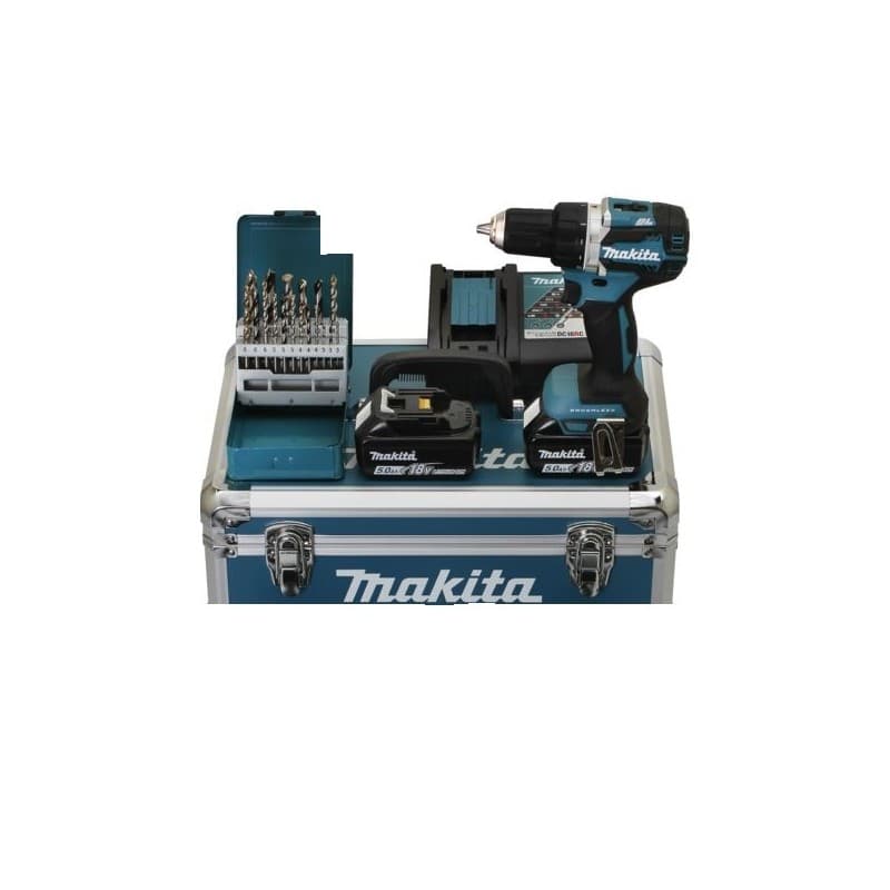 Perceuse visseuse 18v 5.0 ah + 96 accessoires 2 5 ah batterie 13 mm moteur sans charbon 1.8 kg 2000 trs/min 1 coffret(s) perceuse visseuse 18v 5.0 ah