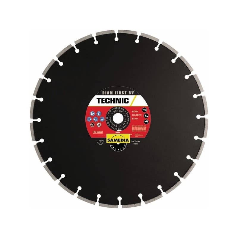 Disques diamant béton technic diam first bv disque diamant diam first bv 300 x 25.4 x 7 béton et matériaux 7 mm 300 mm 1 pièce(s) 25.4 mm - samedia
