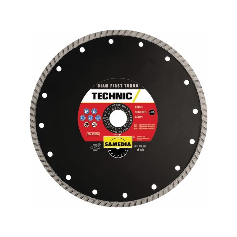 Disques diamant béton/matériaux technic diam first turbo disque diamant technic diam first turbo 230 x 22.2 x 7.5 béton et matériaux 230 mm 7.5 mm 1 p