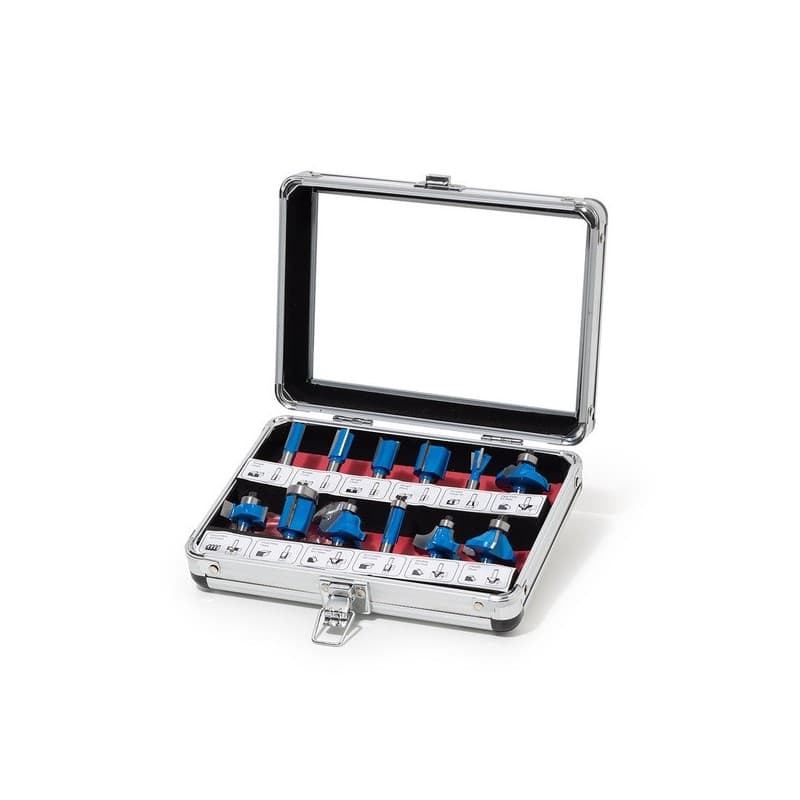 Coffret de fraises de défonceuse coffret de fraises de défonceuse cylindrique bois 1 coffret(s) de 12 pièce(s) 4,8 - 20 mm - fisch fammab