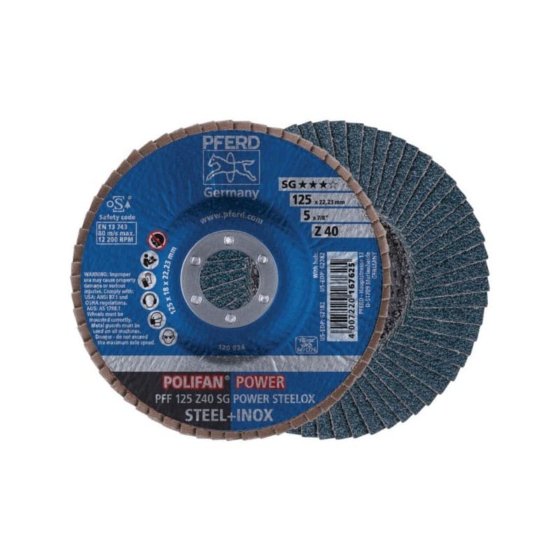 Disques à lamelles polifan ligne performance sg disque à lamelles plat sg zirkon 125 x 18 x 22.23 g.40 acier, inox plat 125 mm 1 pièce(s) - pferd