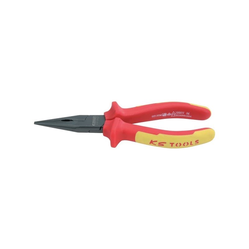 Pince à bec isolée 1000 v 165 mm 1 pièce(s) bi-matière oui pince à becs demi-ronds droits isolée 1000v 165 mm - ks tools