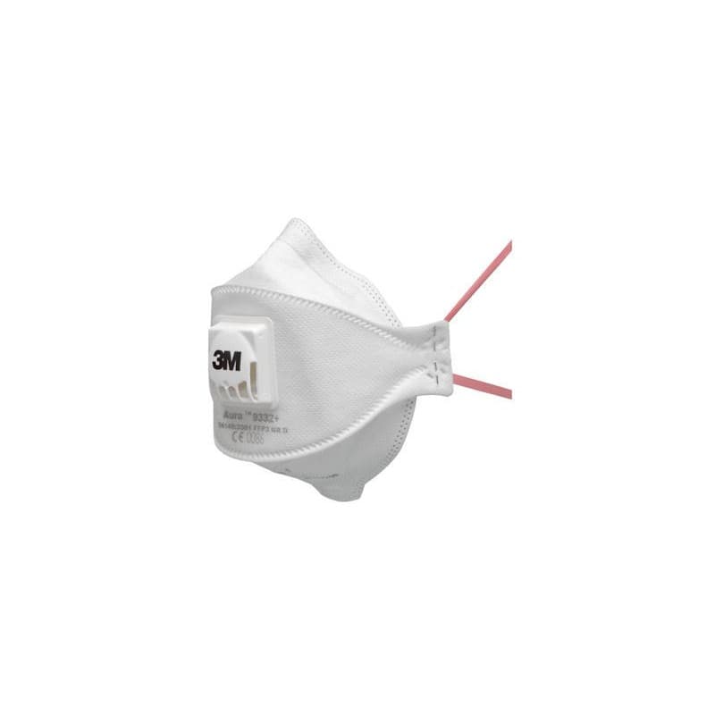 Masques pliables aura 9300+ ffp3 avec et sans valve masques pliables aura 9300+ ffp3 avec soupape ffp3/p3 oui type p 1 boîte(s) de 10 pièce(s) - 3m