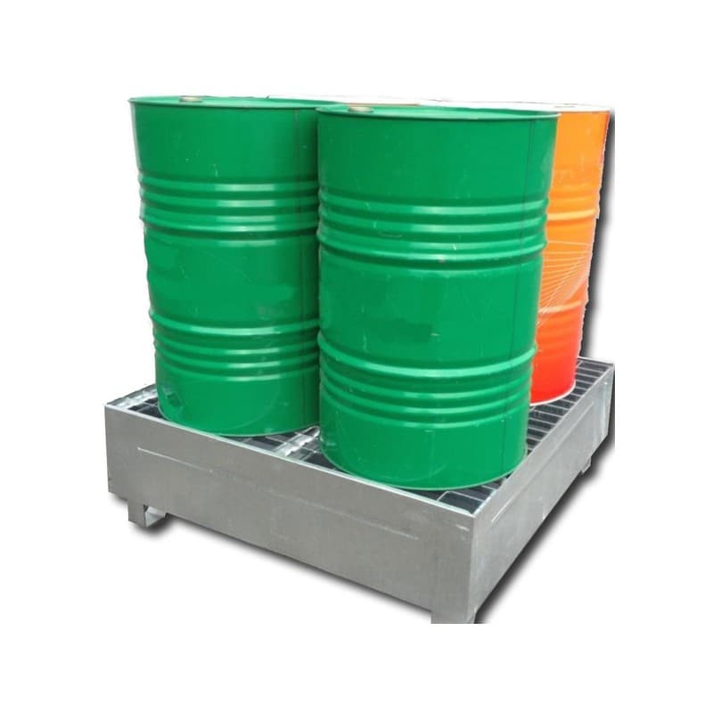 Bacs de rétention acier bac de rétention acier 4 fûts 1200 kg acier peint ou galva 1 pièce(s) avec 4 440 litre(s) 122 cm 41 cm 125 cm - mdm