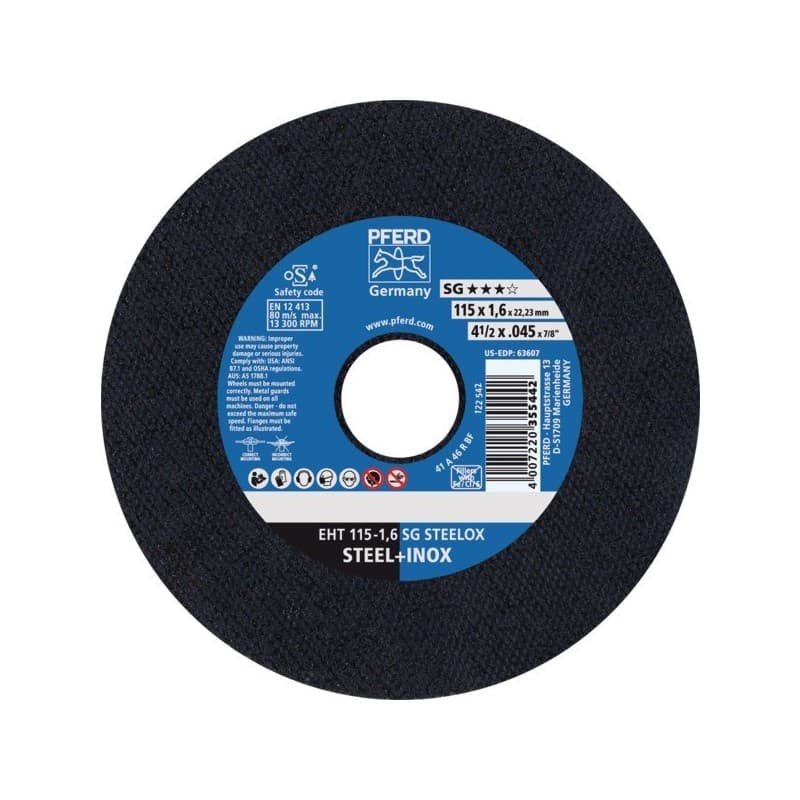 Disque à tronçonner inox ligne performance disque à tronçonner inox sg mp 125 x 1.6 x 22.23 inox plat 125 mm 1 pièce(s) 1.6 mm - pferd