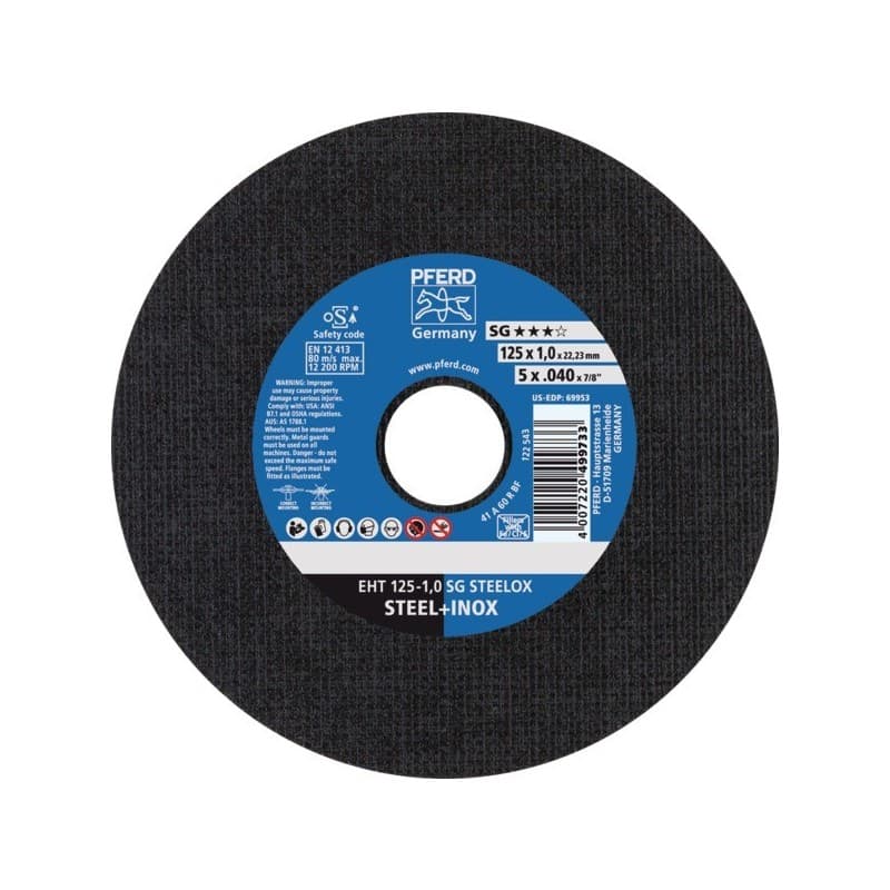 Disque à tronçonner inox ligne performance disque à tronçonner inox sg mp 125 x 1.0 x 22.23 inox plat 125 mm 1 pièce(s) 1 mm - pferd