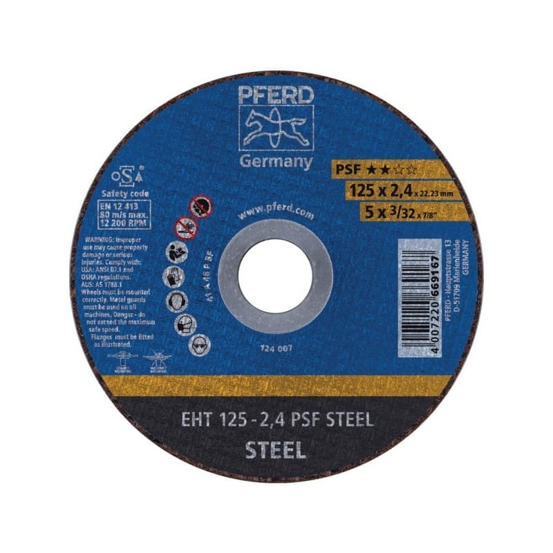 Disques à tronçonner acier ligne universel psf disque tronçonner acier psf mp 125 x 2.4 x 22.23 acier plat 125 mm 1 pièce(s) 2.4 mm - pferd