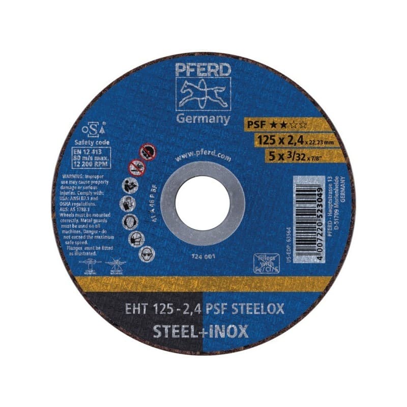 Disque à tronçonner inox ligne universel psf disque tronçonner inox psf mp 125 x 2.4 x 22.23 inox plat 125 mm 1 pièce(s) 2.4 mm - pferd