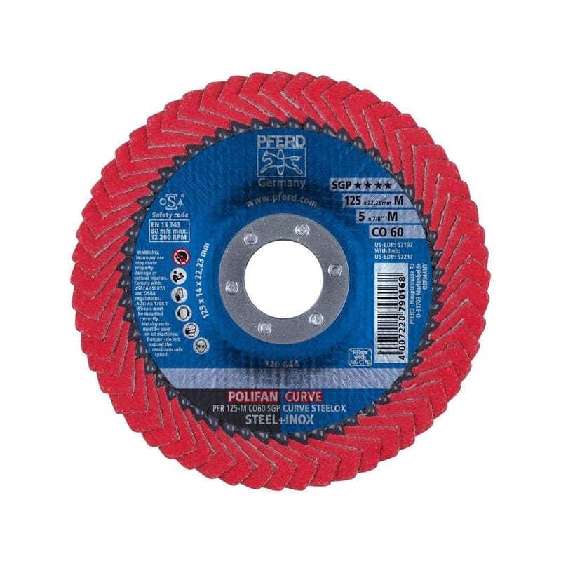 Disques à surfacer à lamelles polifan ligne spéciale sgp disque à lamelles pfr 125 co 60 sgp-curve l/22,23 acier, inox déporté 125 mm 1 pièce(s) - pfe