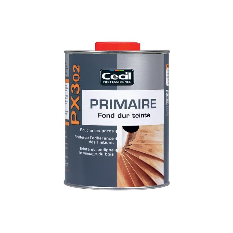 Primaires fond dur teinté px302 primaire fond dur px302 chêne foncé boiseries alkyde brosse/rouleau white spirit 1 l intérieur très soigné 10 m²/l 0.8