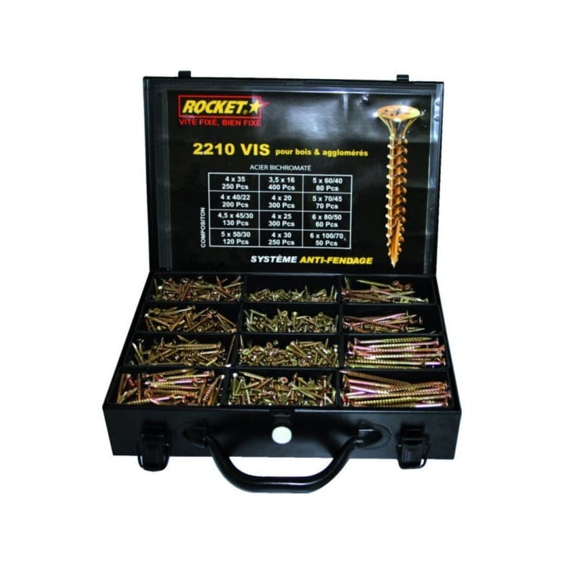 Coffret vis rocketÂź tĂȘte fraisĂ©e Ă empreinte pozidriv tĂȘte fraisĂ©e (tf) pozidriv (z) bois, bois dur, panneau de bois coffret vis rocketÂź tĂȘte fraisĂ©e