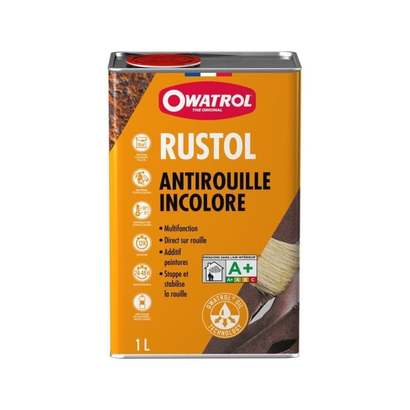 Primaire antirouille incolore rustol owatrol primaire antirouille incolore rustol owatrol white spirit incolore brosse/rouleau, pistolet sans air 24 h