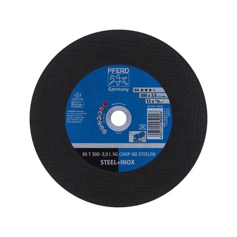 Disques à tronçonner machines stationnaires ligne performance sg chopsaw disque à tronconner 80 t 300-3,0 a 30 l sg-chop-hd-inox/25,4 acier, inox plat