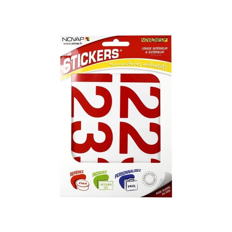 Caractères autocollants novadhesif chiffres novadhesif autocallants 60 mm noir 1 pièce(s) - novap