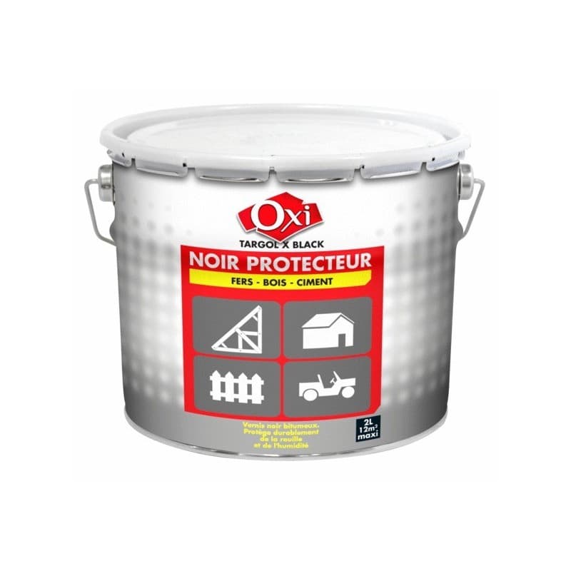 Noir protecteur targol x black vernis noir brillant bitumineux 1 bidon(s) de 2 litre(s) extérieur multiple enduit bitume - durieu