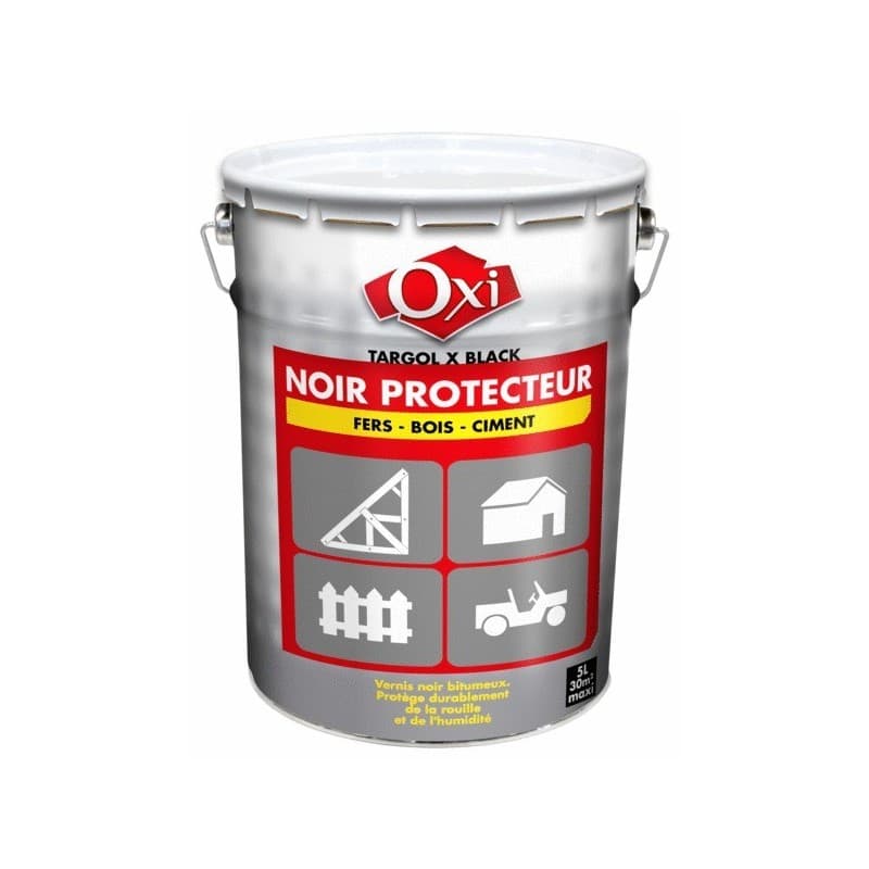 Noir protecteur targol x black vernis noir brillant bitumineux 1 bidon(s) de 5 litre(s) extérieur multiple enduit bitume - durieu