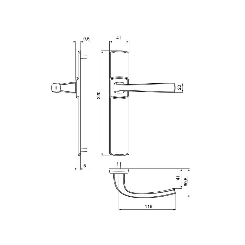 Ensembles poignées muze chp_fonction_bec_19861__.jpg 7 mm 195 mm 40 mm poignées sur plaque bdc entraxe 195 mm diamant noir 1 pièce(s) - vachette anjou