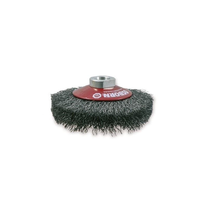Brosses coupes brosse conique ø100 ép.20 m14 inox ondulé 0,30 (t.20) 1 pièce(s) 100 mm inox ondulé sans coupe - osborn