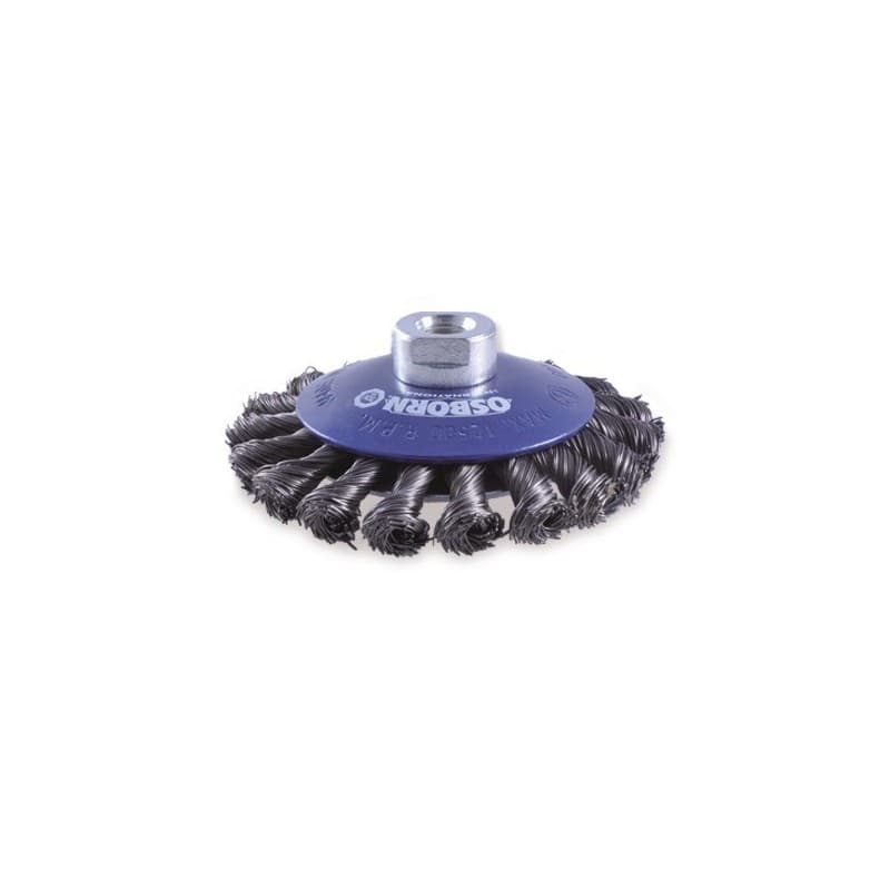 Brosses coupes brosse conique ø100 ép.13 m14 inox torsadé 0,50 (t.22) 1 pièce(s) 100 mm inox torsadé sans coupe - osborn