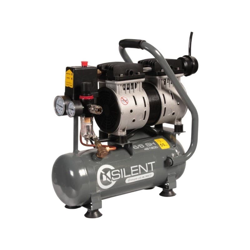 Compresseur silencieux portable 6l - 3,6 m³/h compresseur silencieux portable 6l - 3,6 m³/h 14 kg 1 pièce(s) 8 bar 6 litre(s) 0.75 cv mobile 55 dba 3.