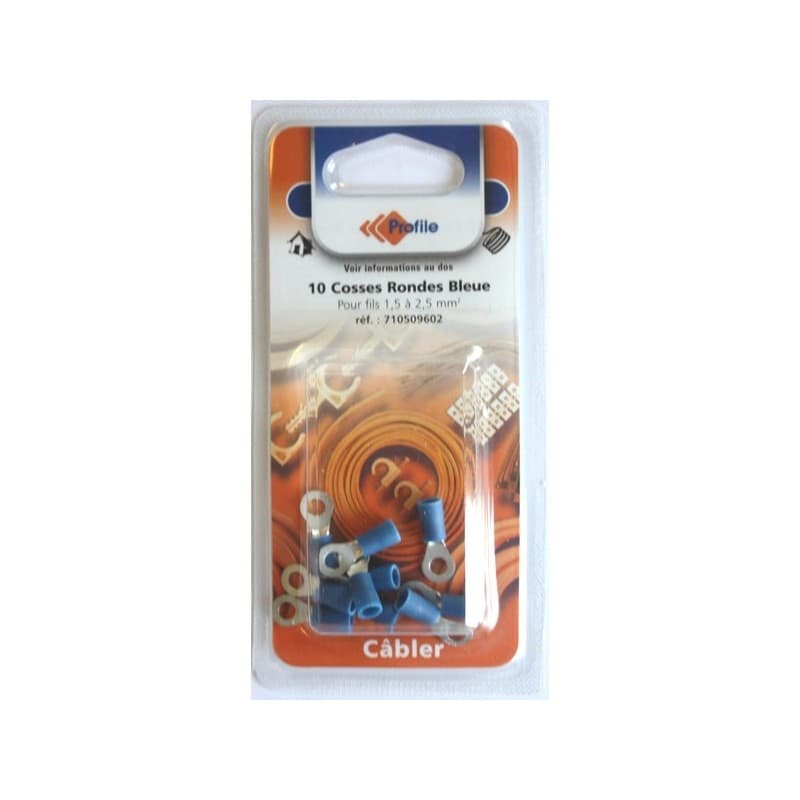 Cosse de raccordement cosses rondes de raccordement bleues 1 boîte(s) de 10 pièce(s) - sfgp