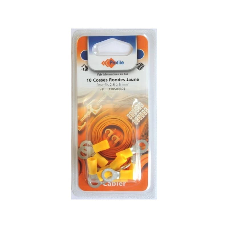 Cosse de raccordement cosses rondes de raccordement jaunes 1 boîte(s) de 10 pièce(s) - sfgp