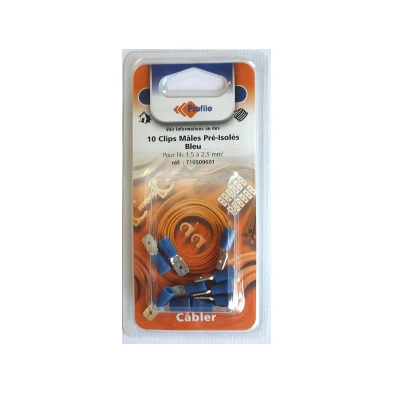Cosse de raccordement clips pré-isolés mâles bleues 1 boîte(s) de 10 pièce(s) - sfgp