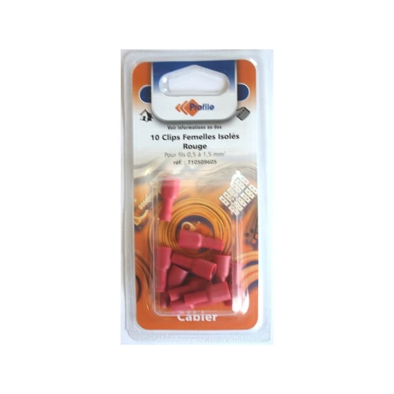 Cosse de raccordement clips isolés femelles rouges 1 boîte(s) de 10 pièce(s) - sfgp