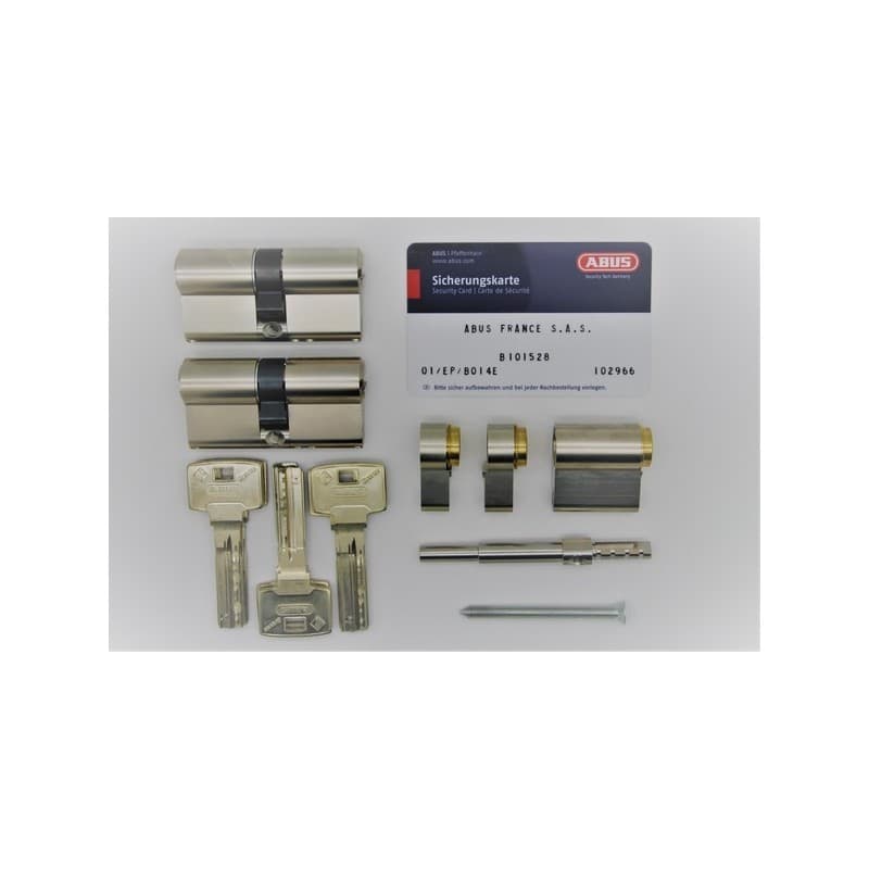 Cylindres de haute sûreté longueur modulable bravus 1000 pack 3 modular 2 cylindres bravus 1000 s'entrouvant 6 clés nickelé double s'entrouvant modula