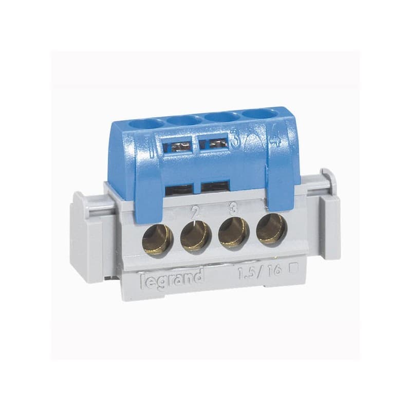 Bornier de phase 4 bornes 1 pièce(s) bornier neutre 1,5 à 16mm² 4 bornes bleu - legrand snc