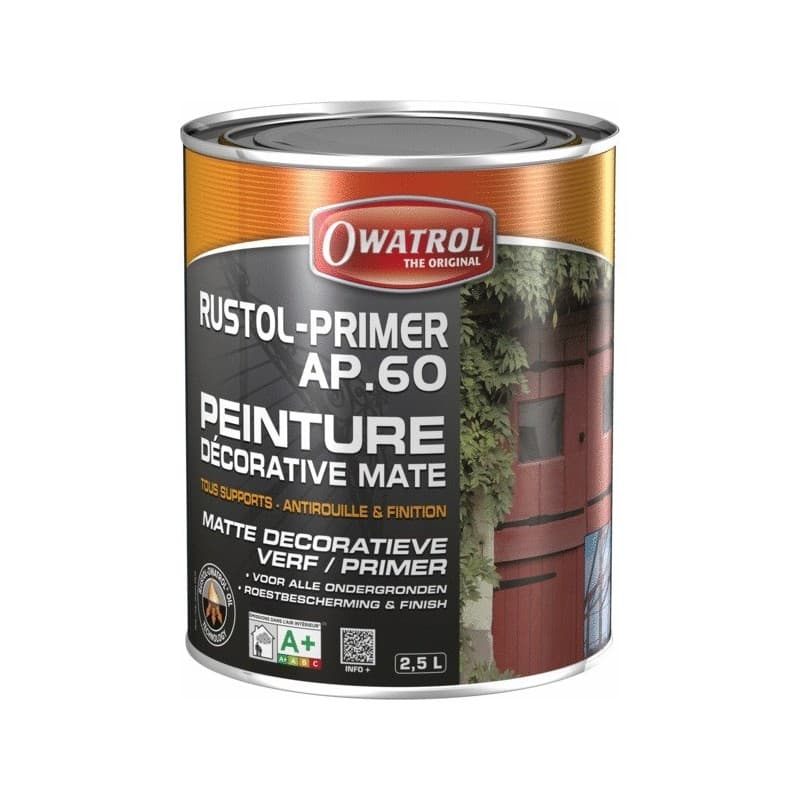 Primaire et finition antirouille mat multisupport white spirit brosse/rouleau, pistolet sans air 1 24 heure(s) très soigné gris supports anciens ou ta