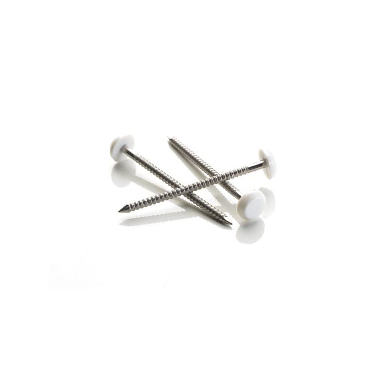 Pointes tête ronde plastifiée - inox pointe tête ronde plastifiée sable 30 mm - inox 30 mm annelée bois, bois dur, panneau de bois inox a2 2.2 mm bard