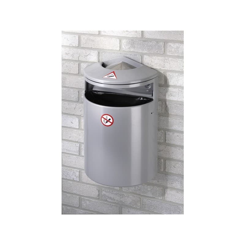 Corbeille - cendrier mural gris corbeille - cendrier mural 1 pièce(s) 13 litre(s) - mottez