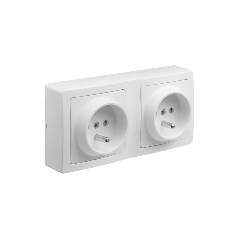 Prise en saillie blok 1 pièce(s) double prise 2p+t précâblé blok blanc - debflex